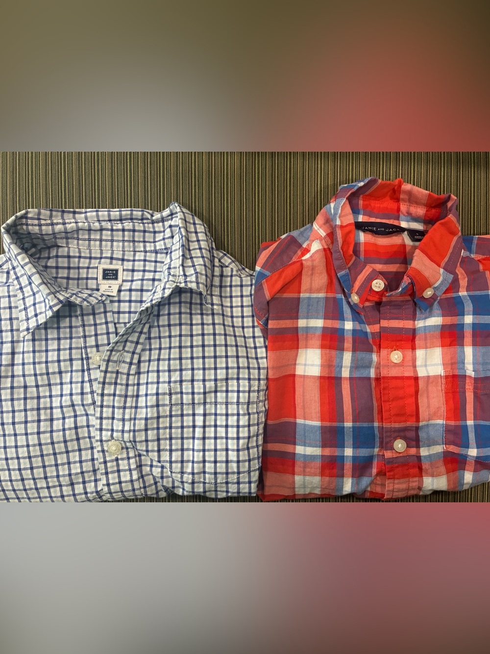 Bundle kids Janie & Jack 5 button down shirt plaid blue white red check